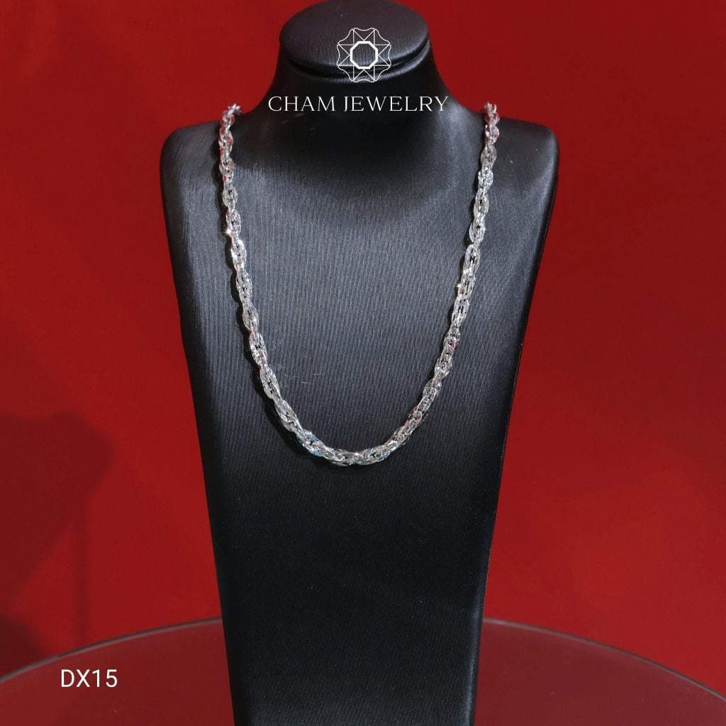 Dây Chuyền CHAM JEWERY DX15, Dây Xoắn Lá Ovan Bản 3.0mm (Barcode TDBC856)