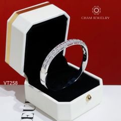 Vòng Tay CHAM JEWELRY VT258, Vòng Full Nửa Hàng Đá Bản 6.0mm (Barcode PVH161)