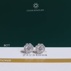 Hoa Tai BC77 CHAM JEWELRY, Hoa Tai Full Moissanite Chủ 5.0mm (Barcode OB91)