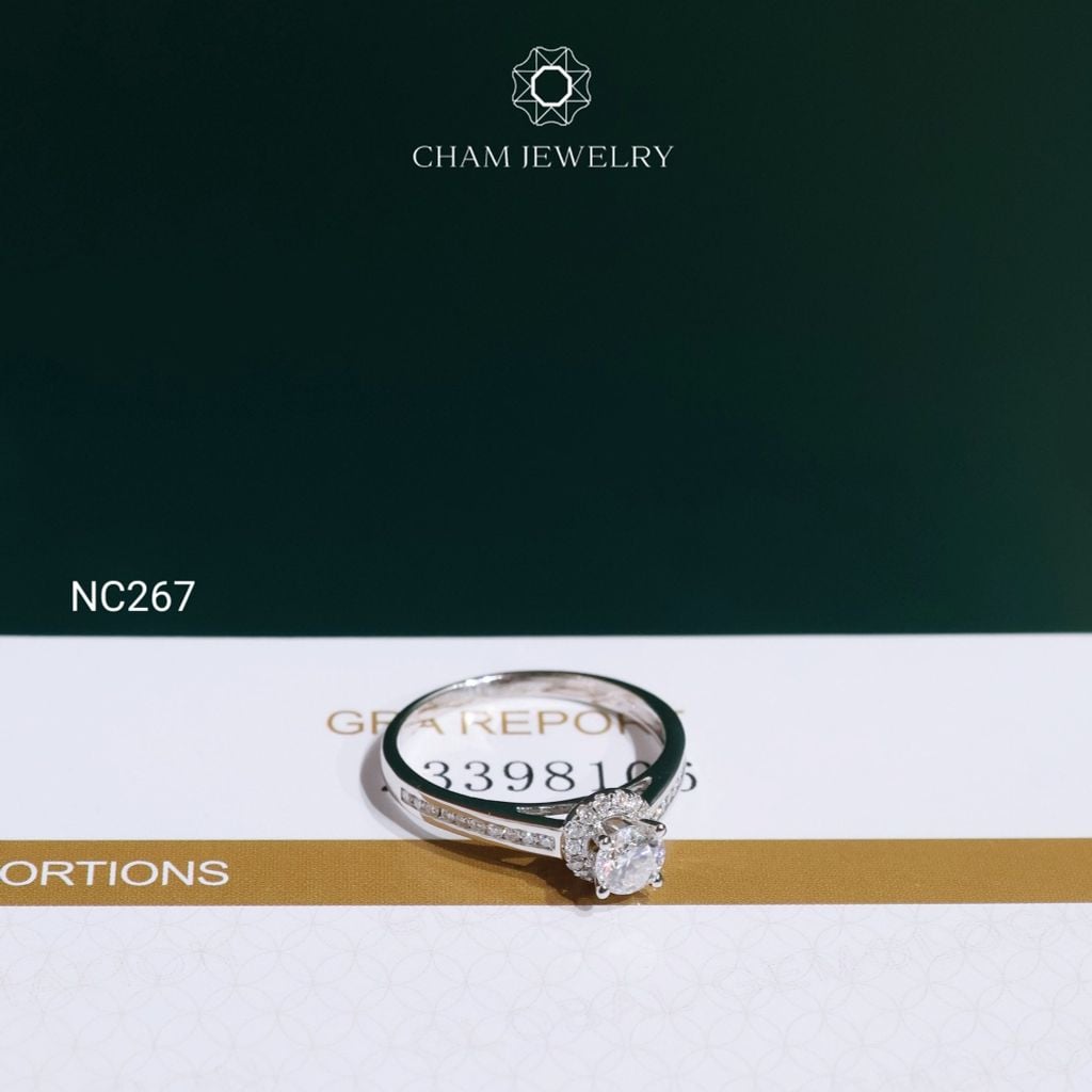 Nhẫn NC267 CHAM JEWELRY, Nhẫn Full Đá Moissanite Chủ 4.5mm (Barcode OCNN95)