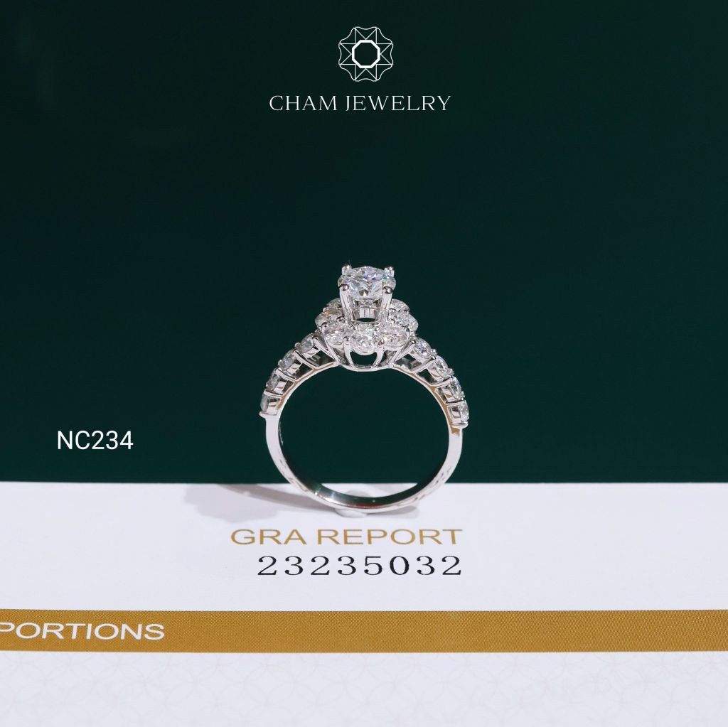 Nhẫn NC234 CHAM JEWELRY, Nhẫn Full Đá Moissanite Chủ 5.4mm (Barcode ONNU312)