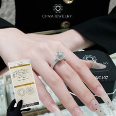 Nhẫn NC107 CHAM JEWELRY, Full Đá Moissanite, Chủ 6.0mm (Barcode TVM96)