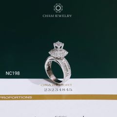 Nhẫn NC198 CHAM JEWELRY, Full Đá Moissanite Chủ 6.0mm (Barcode OCNN25)
