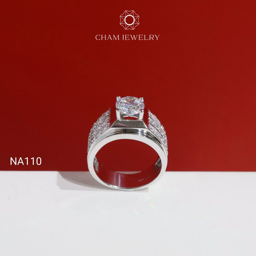 Nhẫn Nam NA110 CHAM JEWELRY, Chủ 8.0mm (Barcode TNNA402 - PNH02 ).