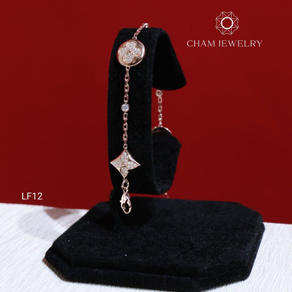Lắc Tay LF12 CHAM JEWELRY, Lắc 4 Lá Moissanite (Barcode OLT05)