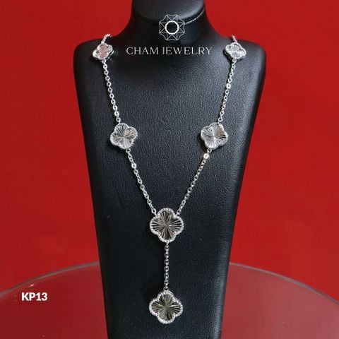 Dây Chuyền KP13 CHAM JEWELRY, Dây Full Cỏ 4 Lá Trắng (Barcode CHPD492)