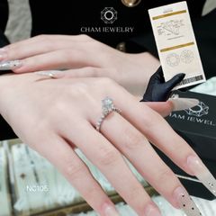Nhẫn NC105 CHAM JEWELRY, Full Đá Moissanite, Chủ 5.5mm (Barcode TVM55)