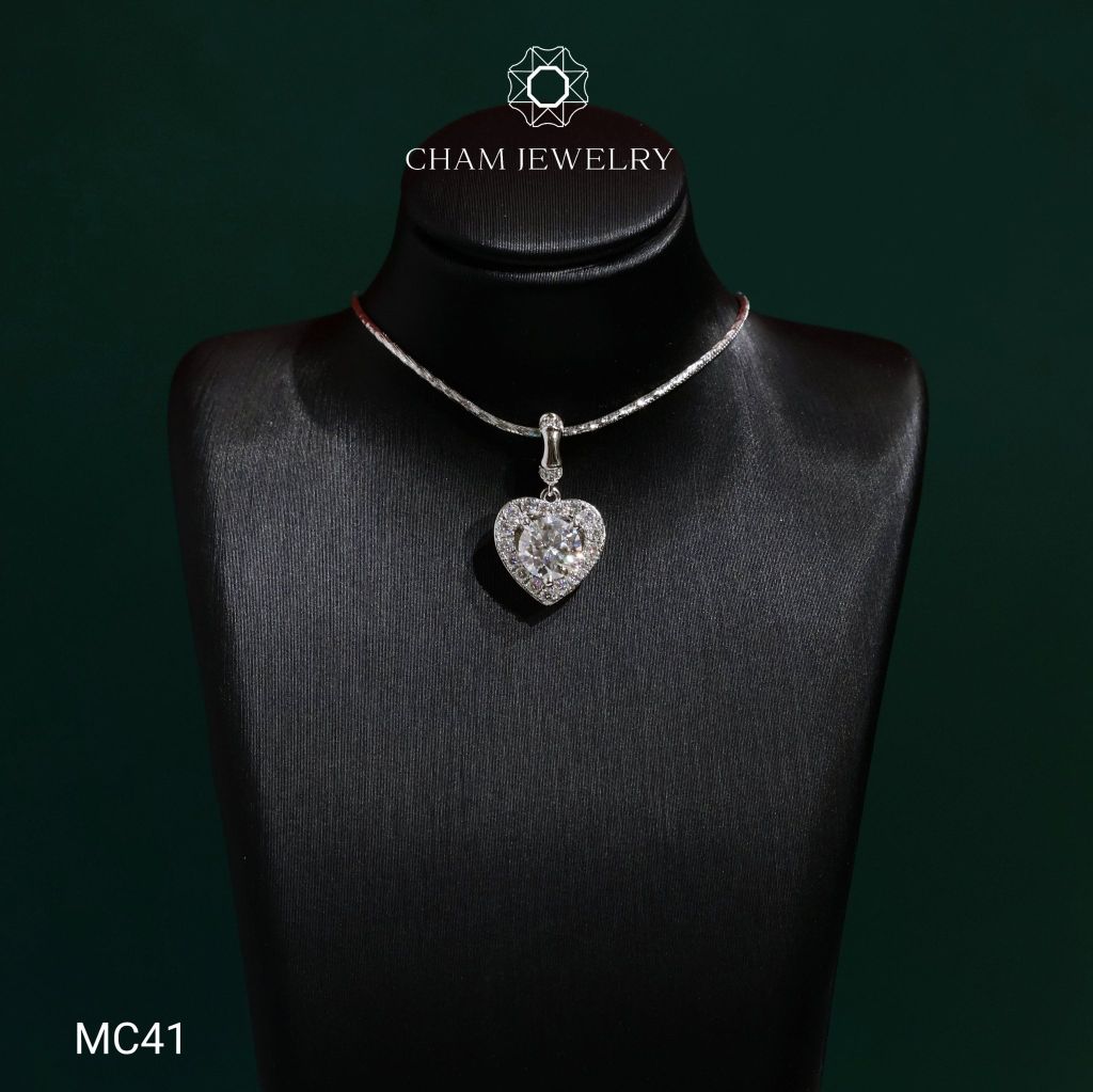 Mặt Dây Chuyền MC41 CHAM JEWELRY , Mặt Trái Tim Chủ 6.3mm Full Moissanite C&C (OCM31)