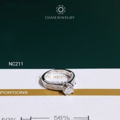 Nhẫn NC211 CHAM JEWELRY, Full Đá Moissanite Chủ 5.4mm (Barcode OCNN39)