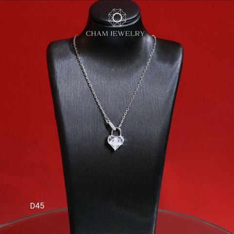 Dây Chuyền CHAM JEWELRY D45, Dây Trái Tim Đôi Liền Mặt Cao Cấp (Barcode TDKM367).