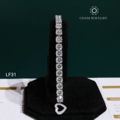 Lắc Tay LF31 CHAM JEWELRY, Full Moissanite Cao Cấp 6.0mm Khóa Tim (Barcode OCL07)