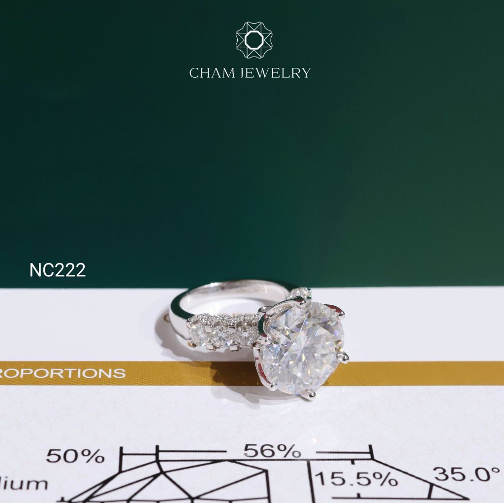 Nhẫn NC222 CHAM JEWELRY, Nhẫn Full Đá Moissanite Chủ 14.0mm (Barcode OCNN70)