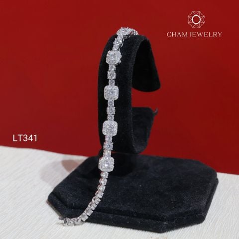 Lắc Tay LT341 CHAM JEWELRY, Lắc Tay Kiểu Full Đá Chủ 4.0mm (Barcode KLT02)
