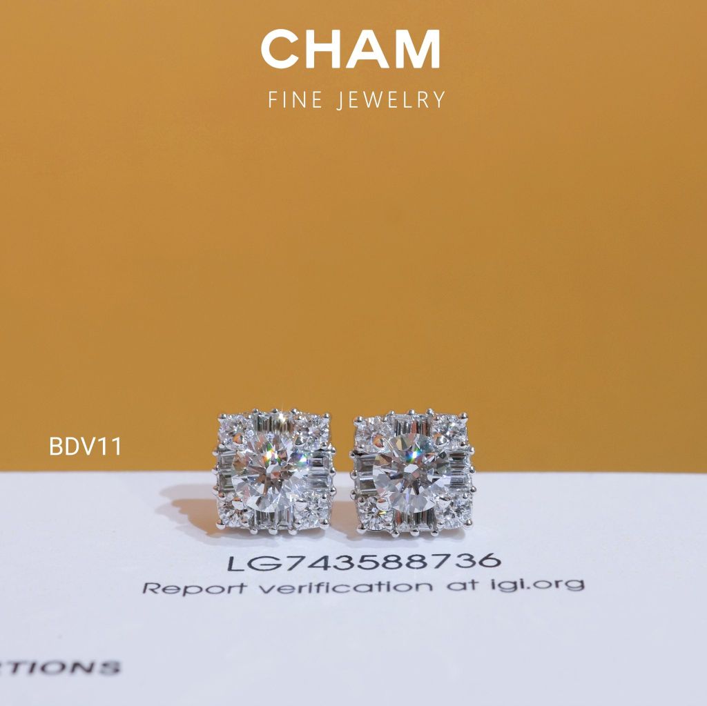 Hoa Tai BDV11 Chủ 6.0mm Vàng 10k Kim Cương Lab Grown Diamond