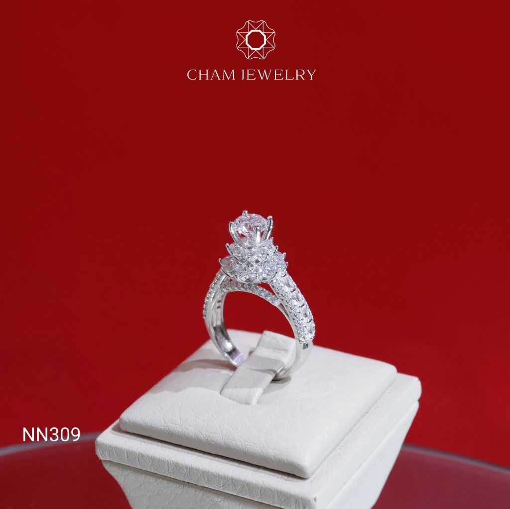 Nhẫn NN309 CHAM JEWELRY , Chủ 6mm( Barcode TNN1199).