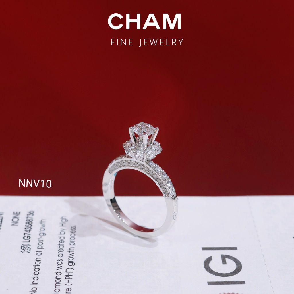 Nhẫn Nữ NNV10 Vàng 10k Chủ 5.4mm Kim Cương Lab Grown Diamond