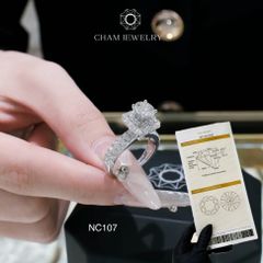 Nhẫn NC107 CHAM JEWELRY, Full Đá Moissanite, Chủ 6.0mm (Barcode TVM96)