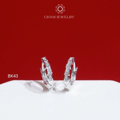 Hoa Tai BK43 CHAM JEWELRY, Hoa Tai Rắn Đá Barget ( Barcode TBK322 ).