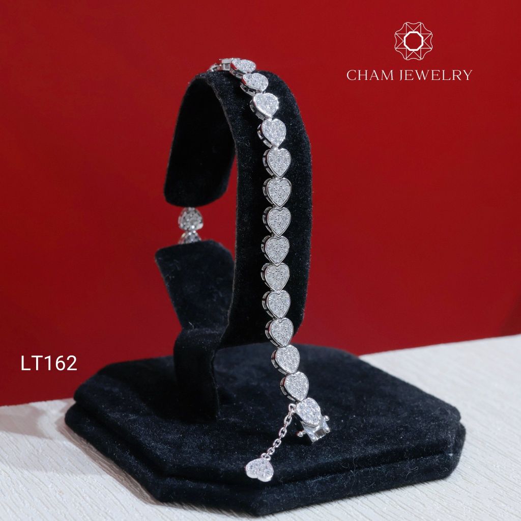 Lắc Tay LT162 CHAM JEWELRY, Lắc Tim Full Đá (Barcode KLT10).