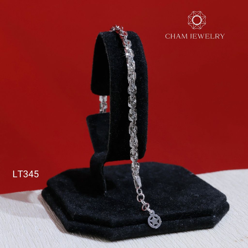 Lắc Tay LT345 CHAM JEWELRY , Xoắn Vuông 4.0mm Charm Ngôi Sao (Barcode TLBC793).