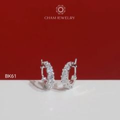 Hoa Tai BK61 CHAM JEWELRY, Hoa Tai Khoen 1 Hàng Đá 3.0mm (Barcode TBK376).