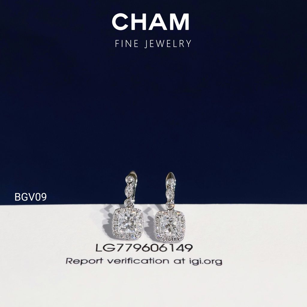 Hoa Tai BGV09 Vàng 10k Kim Cương Lab Grown Diamond (Barcode CBV02)
