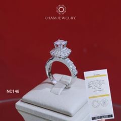 Nhẫn NC148 CHAM JEWELRY, Full Đá Moissanite Chủ 6.3mm (Barcode ONNU157).