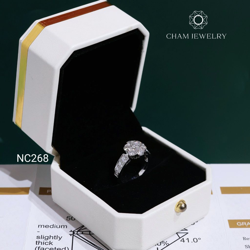 Nhẫn NC268 CHAM JEWELRY, Nhẫn Full Đá Moissanite (Barcode OCNN105)
