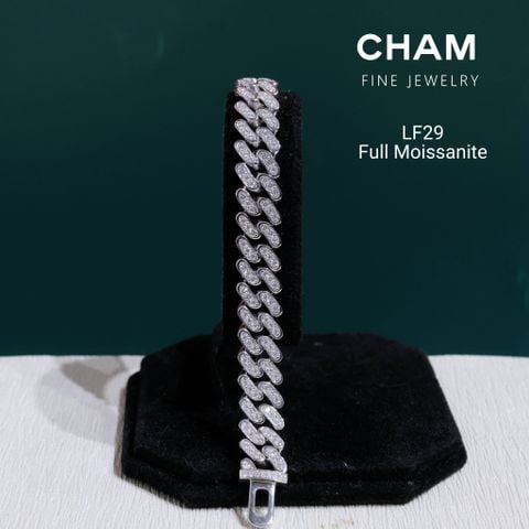Lắc Tay LF29 CHAM JEWELRY, Lắc Tay Khoen Lật Full Moissanite Khóa Cao Cấp  (Barcode OCL02)