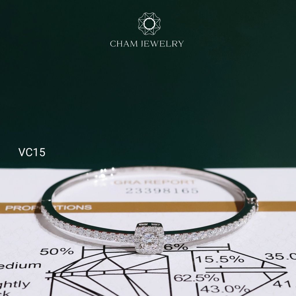 Vòng Tay VC15 CHAM JEWELRY, Vòng Full Moissanite Chủ 4.0mm (Barcode OCV06).