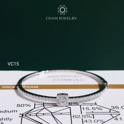Vòng Tay VC15 CHAM JEWELRY, Vòng Full Moissanite Chủ 4.0mm (Barcode OCV06).