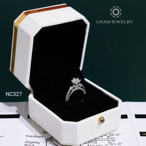 Nhẫn NC327 CHAM JEWELRY, Nhẫn Nơ Đá Moissanite C&C Chủ 6.3mm (OHN23)