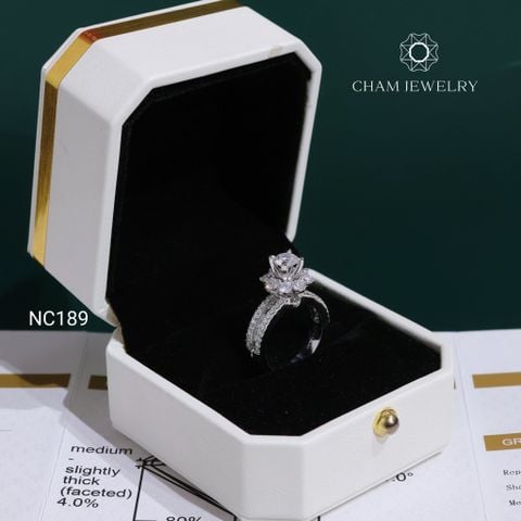 Nhẫn NC189 CHAM JEWELRY, Full Đá Moissanite Chủ 5.4mm (Barcode OCNN20)