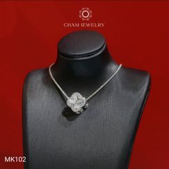 Mặt Dây Chuyền MK102 CHAM JEWELRY, Mặt Cỏ 4 Lá Trắng (Barcode TCH1026).