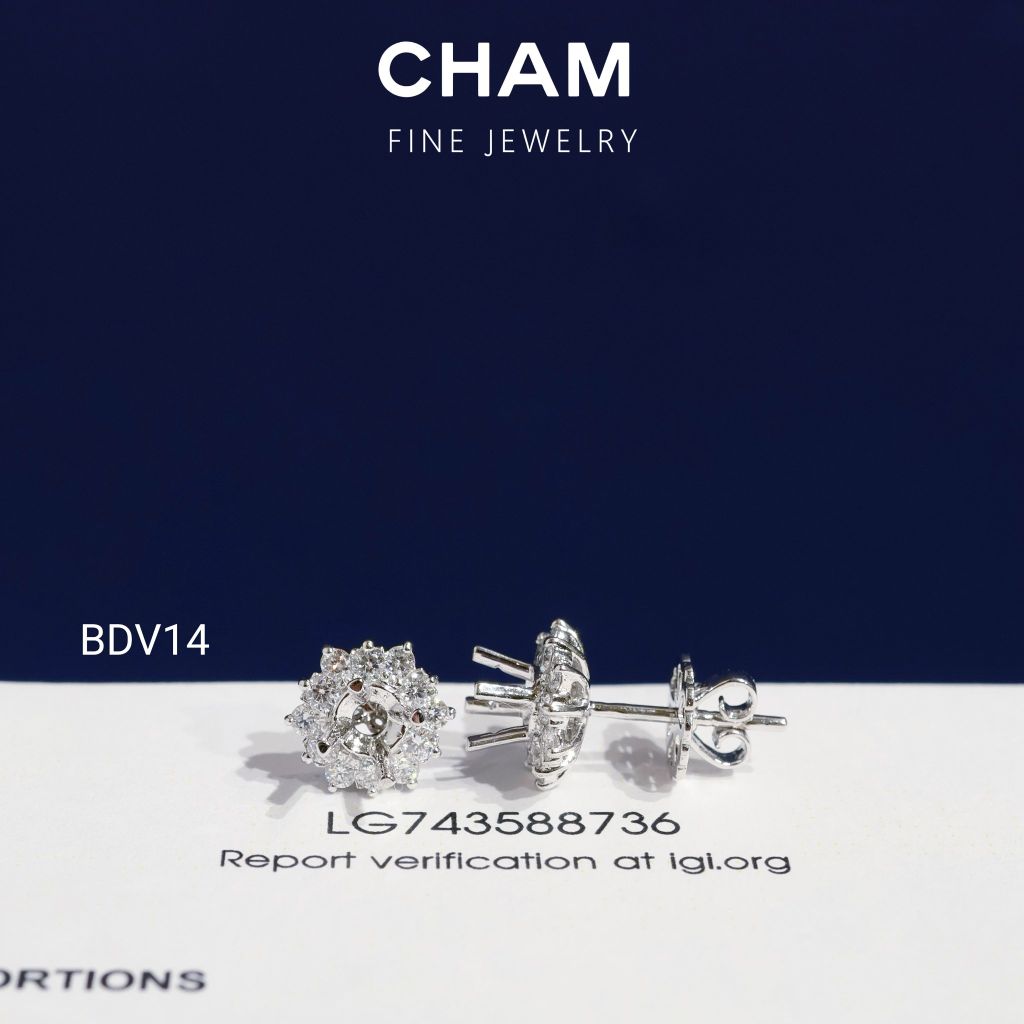 Hoa Tai BDV14 Vàng 10k Kim Cương Lab Grown Diamond