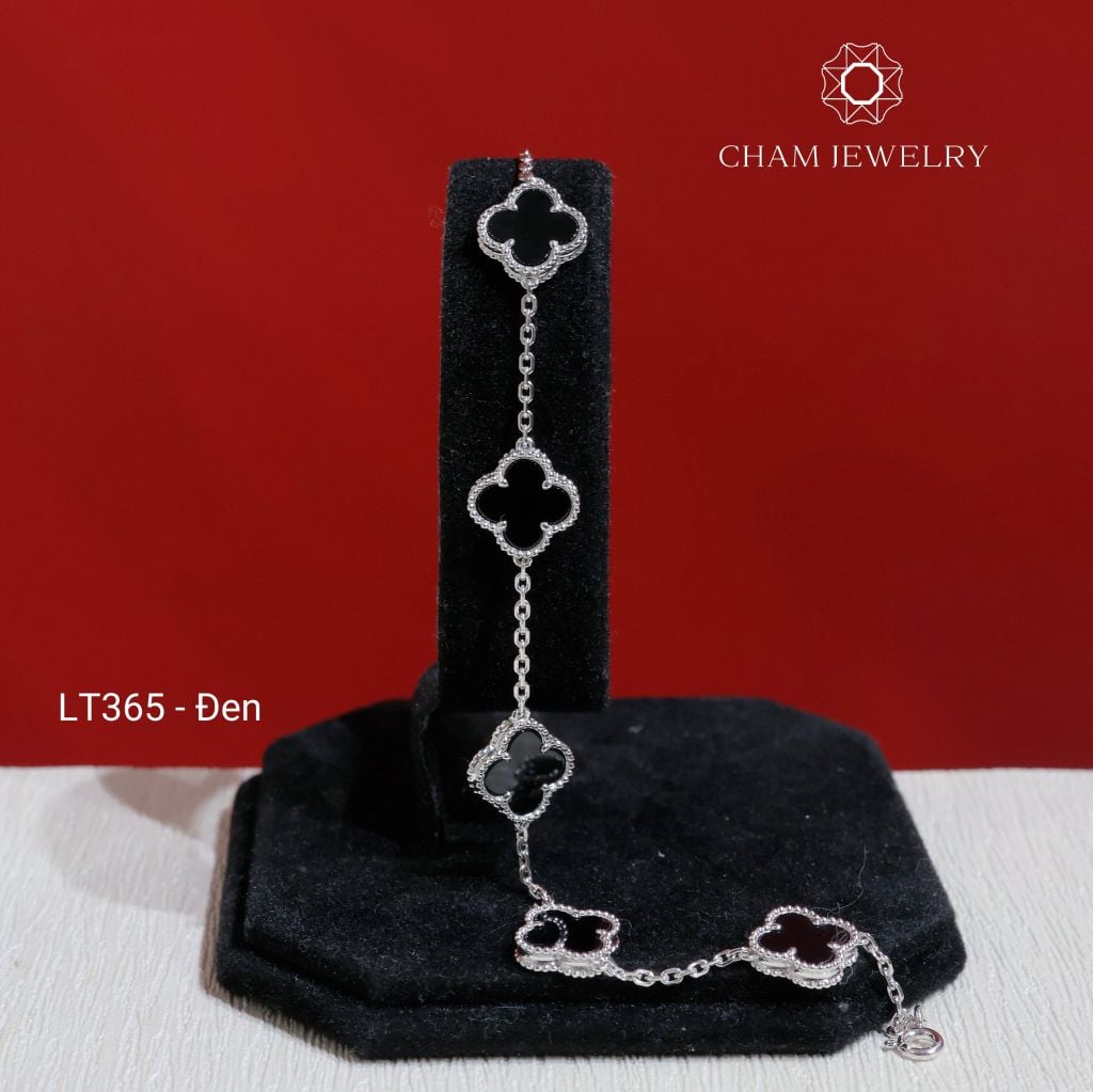 Lắc Tay LT365 CHAM JEWELRY , Lắc Cỏ 4 Lá Bản 10.0mm (Barcode TLT1327).