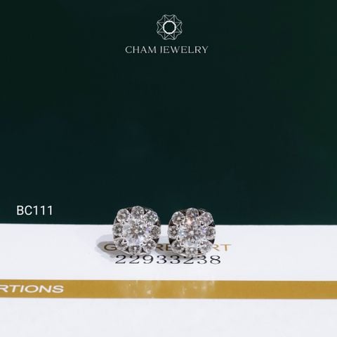 Hoa Tai BC111 CHAM JEWELRY, Hoa Tai Chủ 4.5mm Full Moissanite (OCB20)