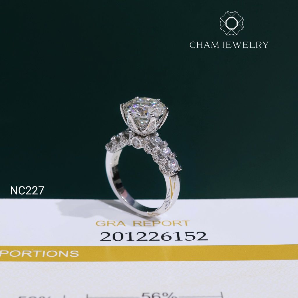 Nhẫn NC227 CHAM JEWELRY, Nhẫn Full Đá Moissanite Chủ 10.0mm (Barcode OCNN87)