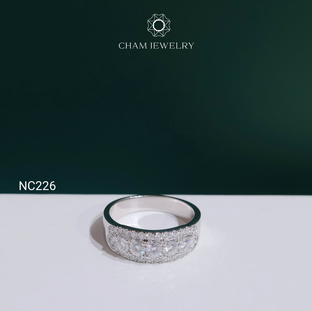 Nhẫn NC226 CHAM JEWELRY, Nhẫn Full Hàng Đá Moissanite (Barcode OCNN84)