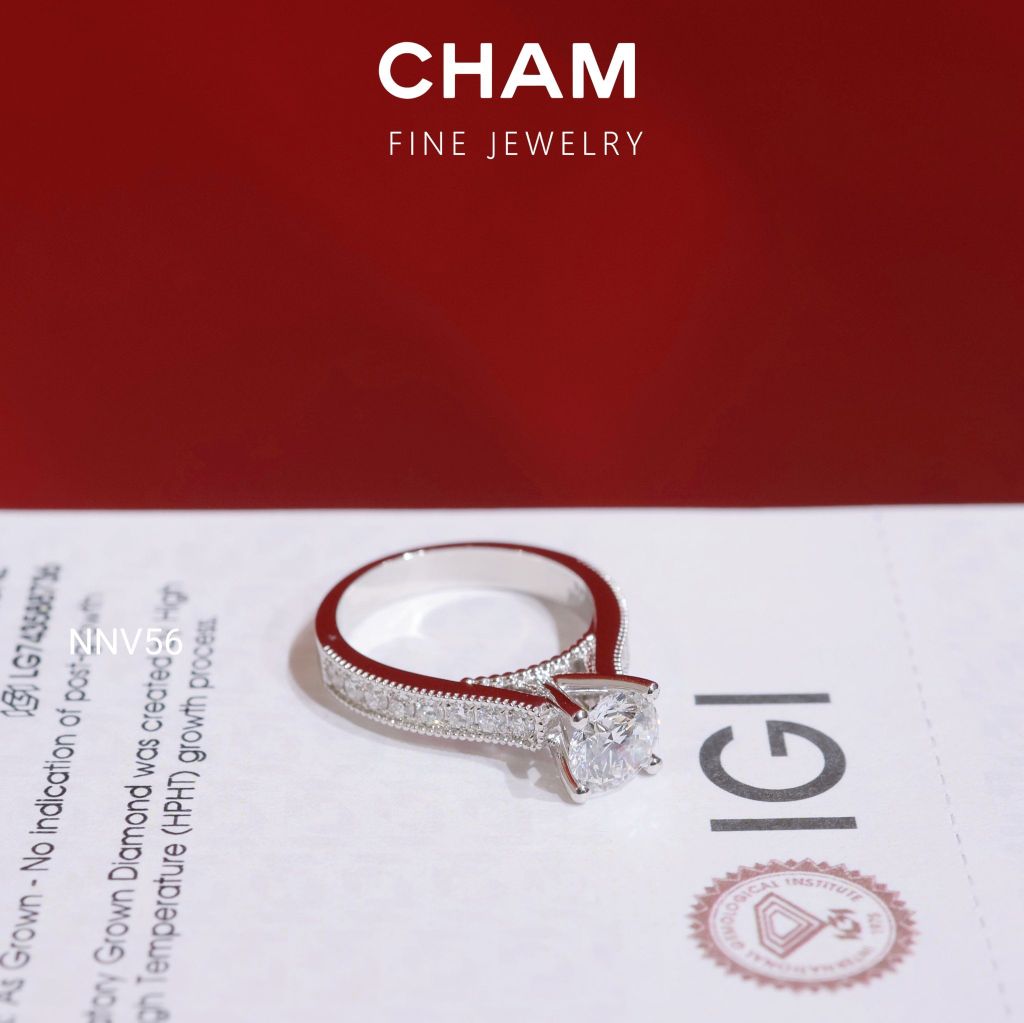 Nhẫn Nữ NNV56 Vàng 10k Chủ 6.3 Kim Cương Lab Grown Diamond