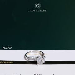 Nhẫn NC292 CHAM JEWELRY, Đá Moissanite C&C Chủ 9.0mm (Barcode OCNN140)