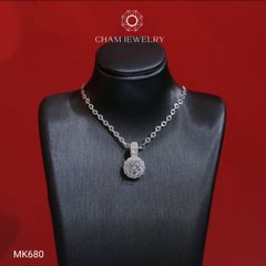 Mặt Dây Chuyền MK680 CHAM JEWELRY, Xoàn Tròn Chủ 6.0mm (Barcode TMX362).