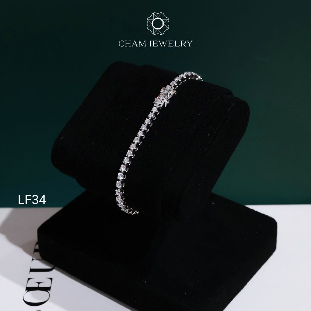 Lắc Tay LF34 CHAM JEWELRY, Full Moissanite Cao Cấp 2.0mm (Barcode OCL08)