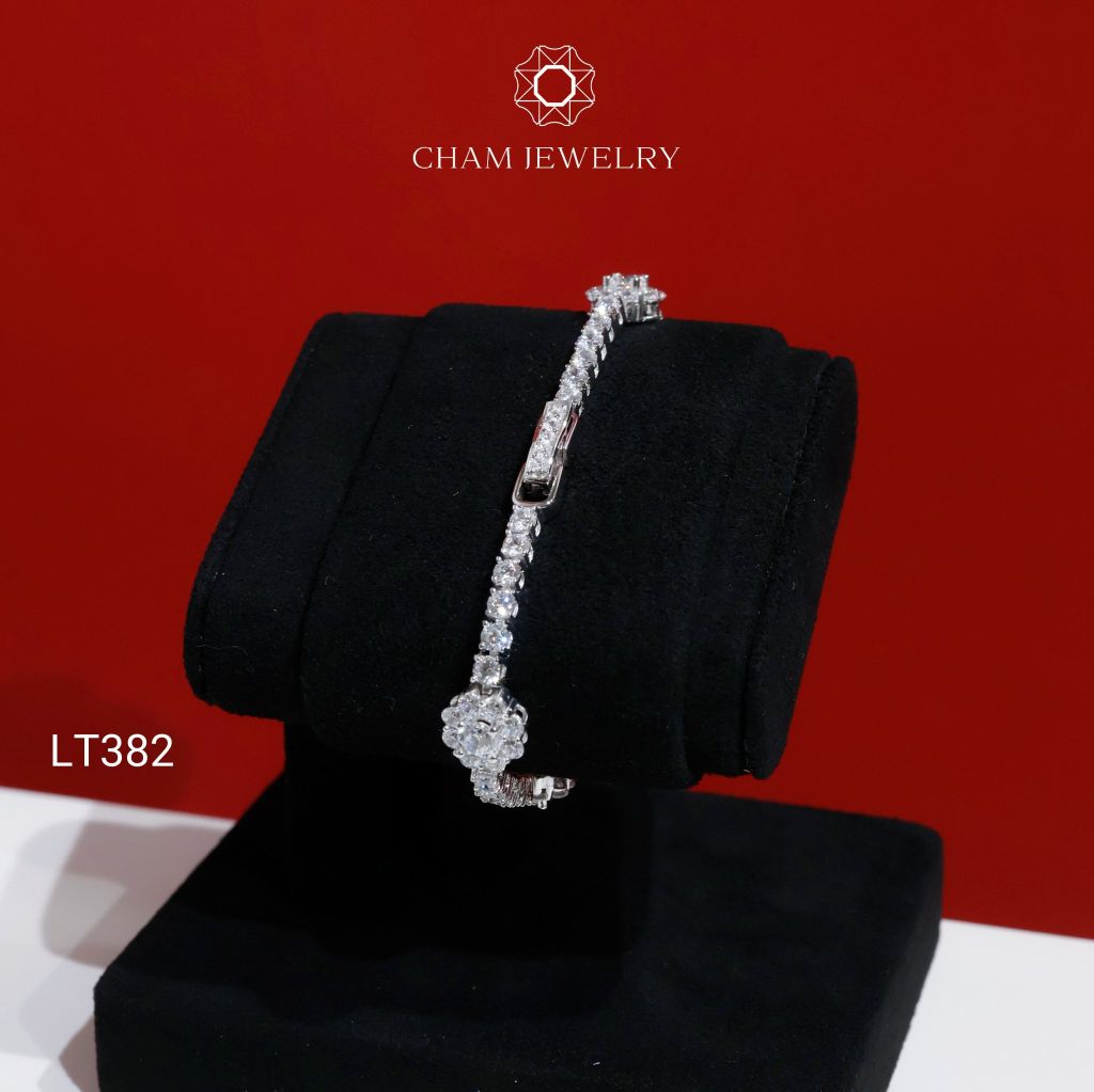 Lắc Tay LT382 CHAM JEWELRY, Lắc Tay Kiểu Full Đá Chủ 4.5mm(Barcode NLHN32)