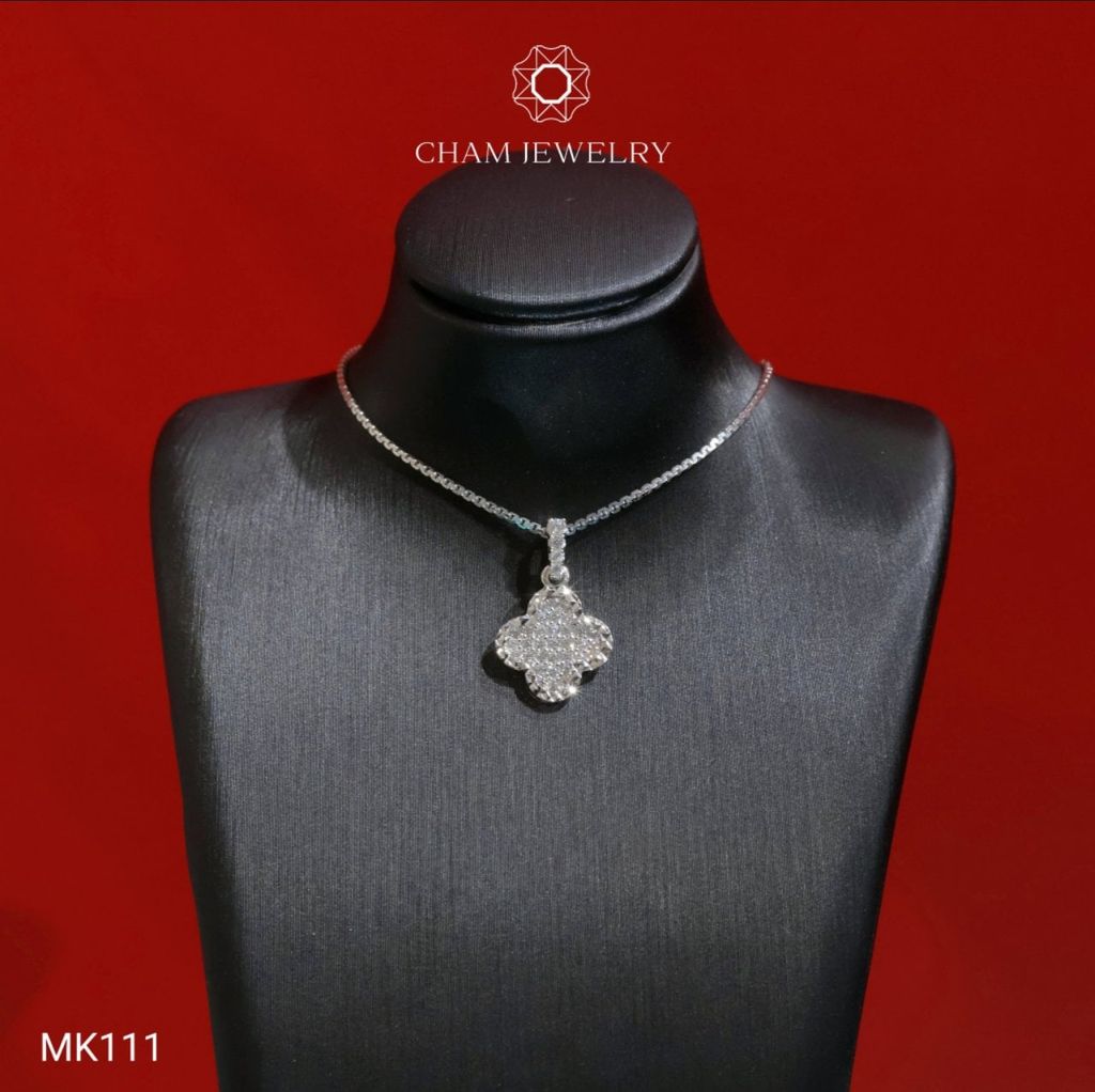 Mặt Dây Chuyền MK111 CHAM JEWELRY, Mặt 4 Lá Full Đá Bản 10mm (Barcode TMA1922).