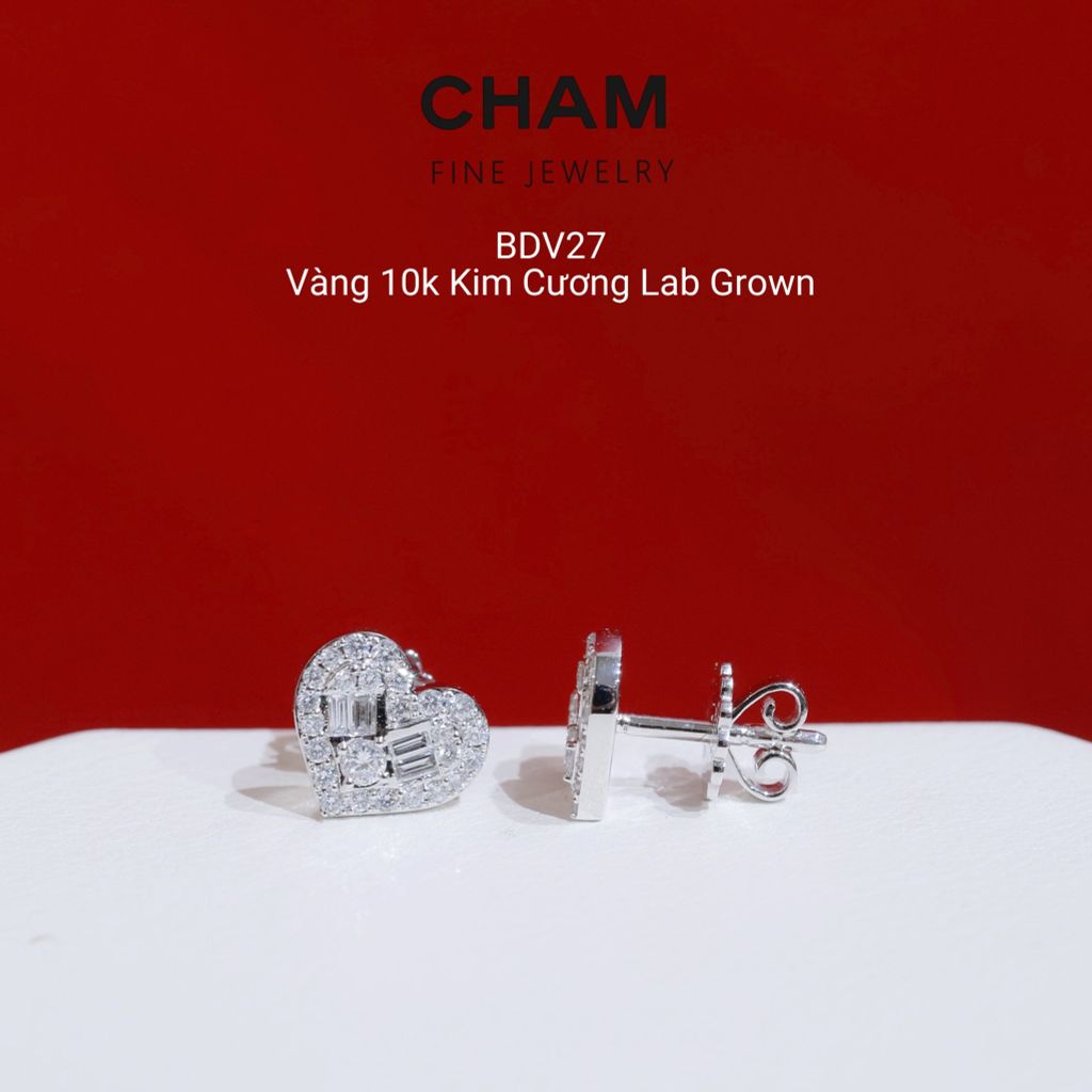 Hoa Tai BDV27 Vàng 10k Kim Cương Lab Grown Diamond