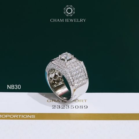 Nhẫn Nam NB30 CHAM JEWELRY, Full Moissanite Chủ 6.3mm (Barcode ONNA68)