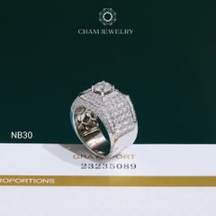 Nhẫn Nam NB30 CHAM JEWELRY, Full Moissanite Chủ 6.3mm (Barcode ONNA68)