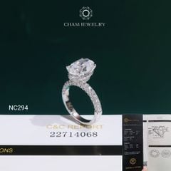 Nhẫn NC294 CHAM JEWELRY, Đá Moissanite C&C Chủ Oval 12x8mm (Barcode ONNU109)