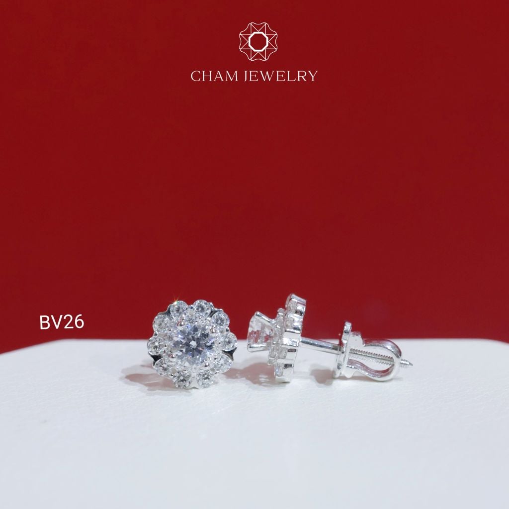 Hoa Tai BV26 CHAM JEWELRY , Chủ 4.0mm ( Barcode TBV241).